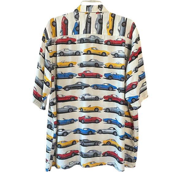 REYN SPOONER Men's Size XL Multicolor VTG Classic Car Print Hawaiian Aloha Shirt - Picture 5 of 8